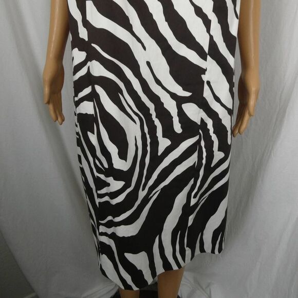 Peter Nygard Plus Size Zebra Print Sheath Dress Brown White Ivory Sleeveless 18 - Picture 6 of 12